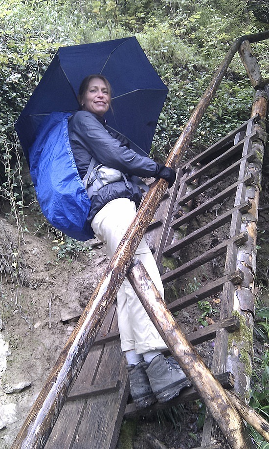 Rutschige Leiter in der Wutachschlucht