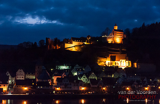 Altstadt Hirschhorn bei D&auml;mmerung